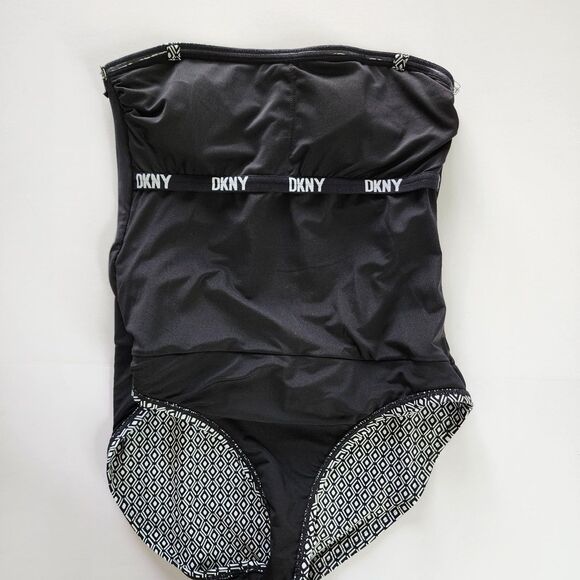 DKNY Strapless One Piece Swimsuit Black & White Size M - Picture 4 of 9